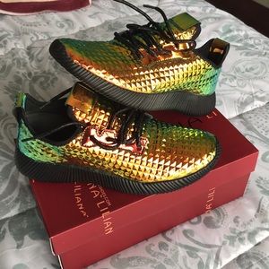 Green multi colored tennis shoes!!!